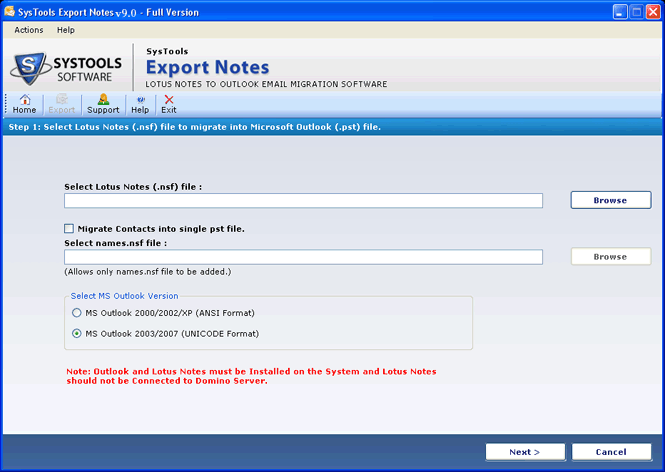 NSF to PST Format 9.4